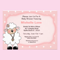 Lamb   Baby Girl  Shower Invitations invitations