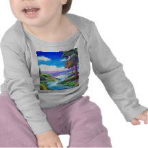 Landscape River Painting Art - Multi T-shirts