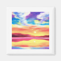 Landscape Sunset Lake Scene - Multi Magnets