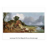 Landscape With The Village By Thomas Gainsborough Post Card
