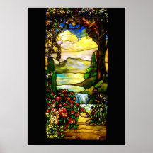 Landscape with Waterfall,Tiffany 1920 Poster