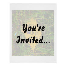 Lane Ends. Merge Left. Bright yellow roadsign Custom Invitations