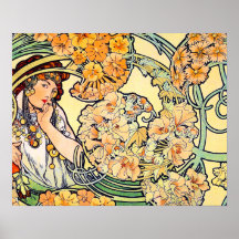 Language of Flowers by Alphonse Mucha Poster