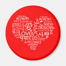 Languages of Love Heart Fridge Magnet