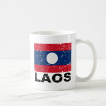 Laos Vintage Flag Coffee Mugs