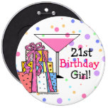 Large- 21st Birthday Girl buttons