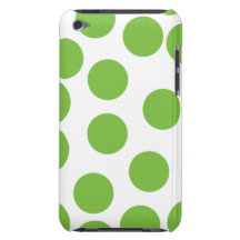 Large Pea Green Dots on White. iPod Touch Case-Mate Case