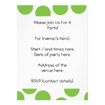 Large Pea Green Dots on White. Custom Announcement