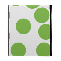 Large Pea Green Dots on White. iPad Folio Case