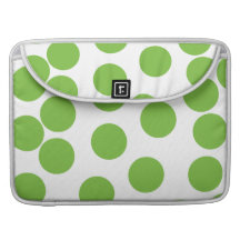 Large Pea Green Dots on White. Sleeve For MacBooks