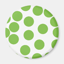 Large Pea Green Dots on White. Magnets