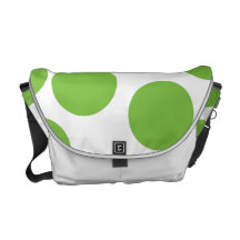 Large Pea Green Dots on White. Courier Bags