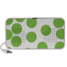 Large Pea Green Dots on White. Mini Speakers