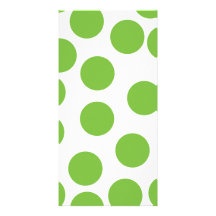 Large Pea Green Dots on White. Picture Card
