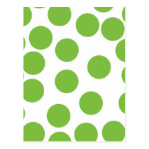 Large Pea Green Dots on White. Postcards