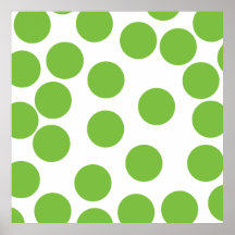 Large Pea Green Dots on White. Print