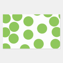 Large Pea Green Dots on White. Rectangle Sticker