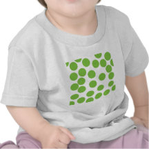 Large Pea Green Dots on White. T Shirts