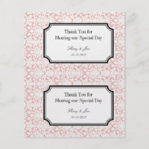 Large pink damask diy wedding gift bag hang tag full color flyer