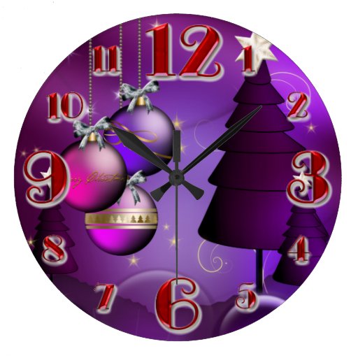 large purple christmas bauble tree wall clocks zazzle large purple christmas bauble tree wall clocks zazzle