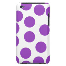 Large Purple Dots on White. Custom iPod Case-Mate Case