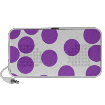 Large Purple Dots on White. Custom iPod Speakers