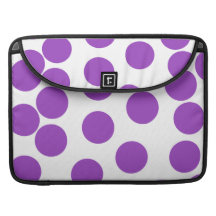 Large Purple Dots on White. Custom Sleeve For MacBook Pro
