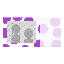 Large Purple Dots on White. Custom Photo Card Template