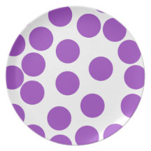 Large Purple Dots on White. Custom Plate