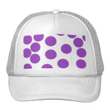 Large Purple Dots on White. Trucker Hat