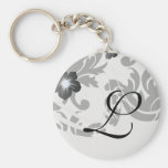large white and black bold damask key chain