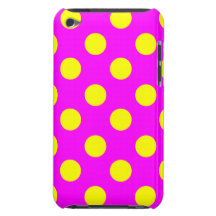 Large Yellow Polka Dots on Fuchsia Pink iPod Touch Covers
