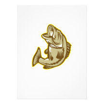 Largemouth Bass Fish Jumping Retro Invite