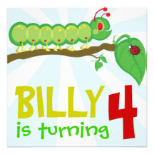 Larry the Caterpillar Birthday Party Invitation
