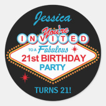 Las Vegas 21st Birthday Party Stickers
