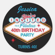 Las Vegas 40th Birthday Party Stickers