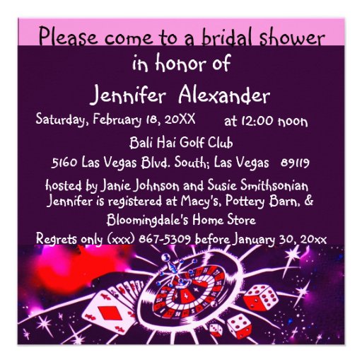 Las Vegas Casino Theme Bridal Shower Invites
