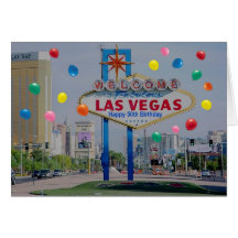 Las Vegas Happy 50th Birthday Card  in Blue