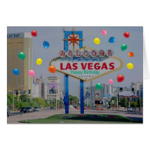 Las Vegas Happy Birthday Card with Balloons