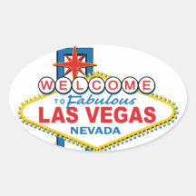 Las Vegas Retro Sign Oval Stickers