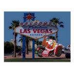 Las Vegas Santa & Reindeer on Bike Postcard