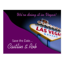 Las Vegas Save The Date (purple) Postcard