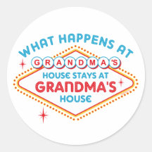 Las Vegas Stays At Grandma's Round Stickers
