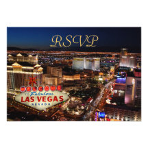 Las Vegas Strip RSVP Blue Cards Personalised Announcement