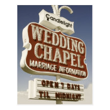 Las Vegas Wedding Chapel Retro Postcard