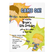 Laser Tag Boys Birthday Invitation