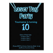 Laser Tag Party Blue Invitation