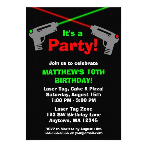 Free Laser Tag Birthday Invitations