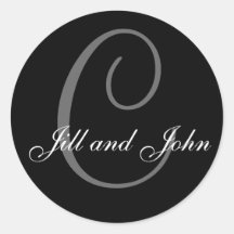 Last Name Initial C plus First Names Black Sticker