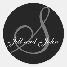 Last Name Initial S plus First Names Black Sticker